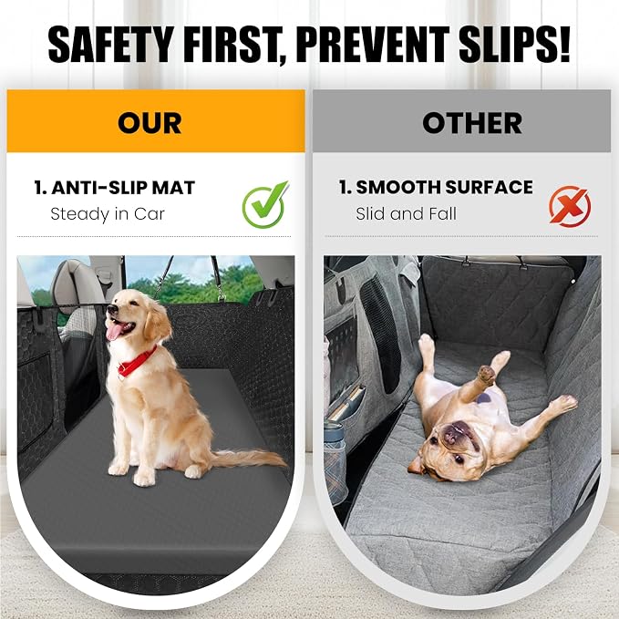 Dog Car Bed for Back Seat Cover with Supportive Foam, Large | Pet Mat Cushion for Car Backseat Extender with Removable Cover, Large Size for SUV & Truck, Easy Clean