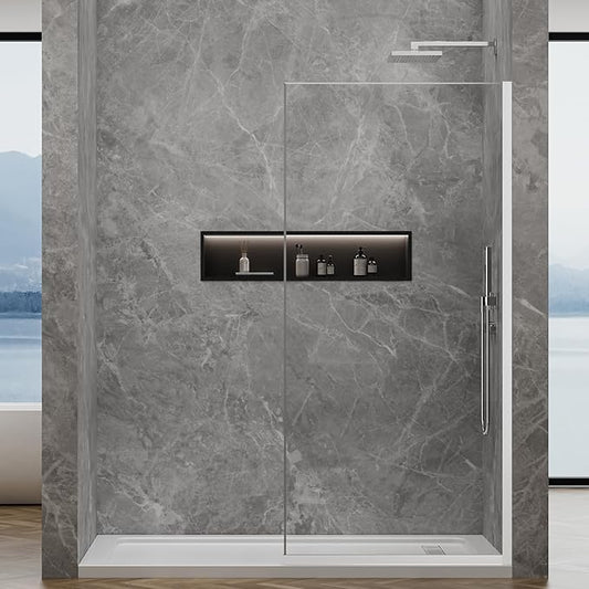 35"x74" Semi-Framed Shower Screen, Single Fixed Shower Glass Panel