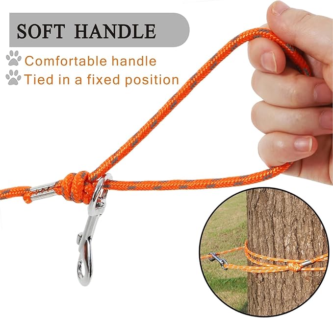 Reflective Cat Leash -50FT Cat Cable Out Escape Proof Walking Leads Yard Long Durable Safe Personalized Extender Leash Traning Play Outdoor for Puppies/Kittens/Rabbits/Small Animals