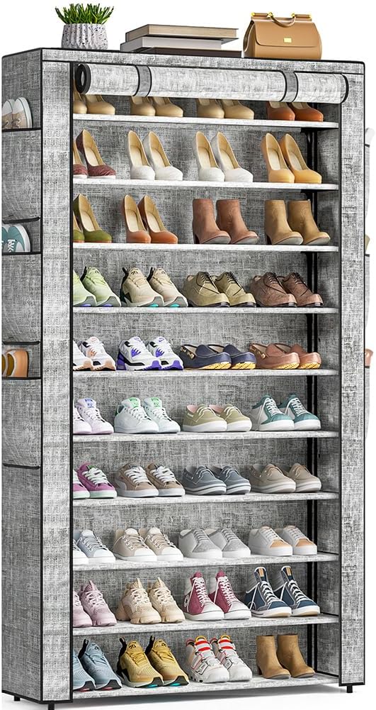 OYREL Shoe Rack 10Tier Large Capacity 50-56Pairs Beautiful Tall Shoe Shelf Free