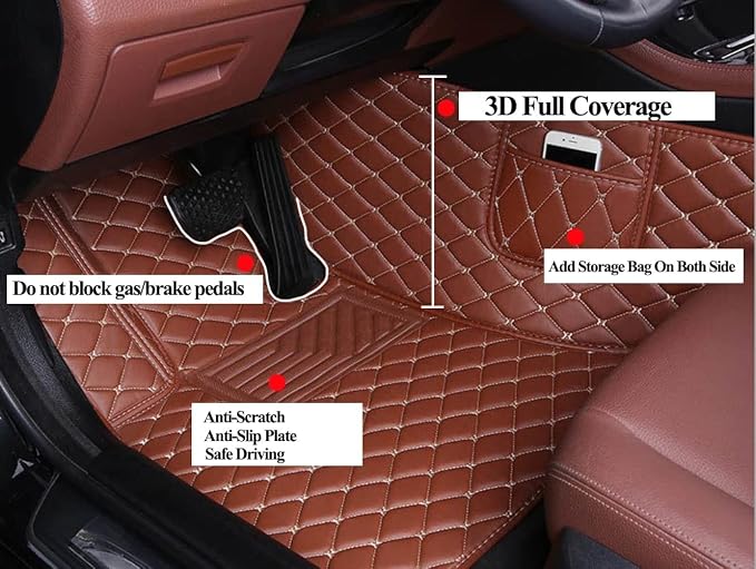 Custom Car Mats – Add Your Own Text or Image, Premium Leather Floor Mats, Personalized Gift-Ready Full Set for Sedan SUV Truck - Purple