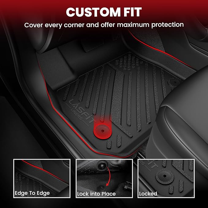 LASFIT Floor Mats & Cargo Liner for Mazda 3 Hatchback 2019-2026 (Not Fit Sedan) All Weather TPE Custom Fit Automotive Front & Rear 2 Row Car Liners and Trunk Mat Full Set Accessories, Black