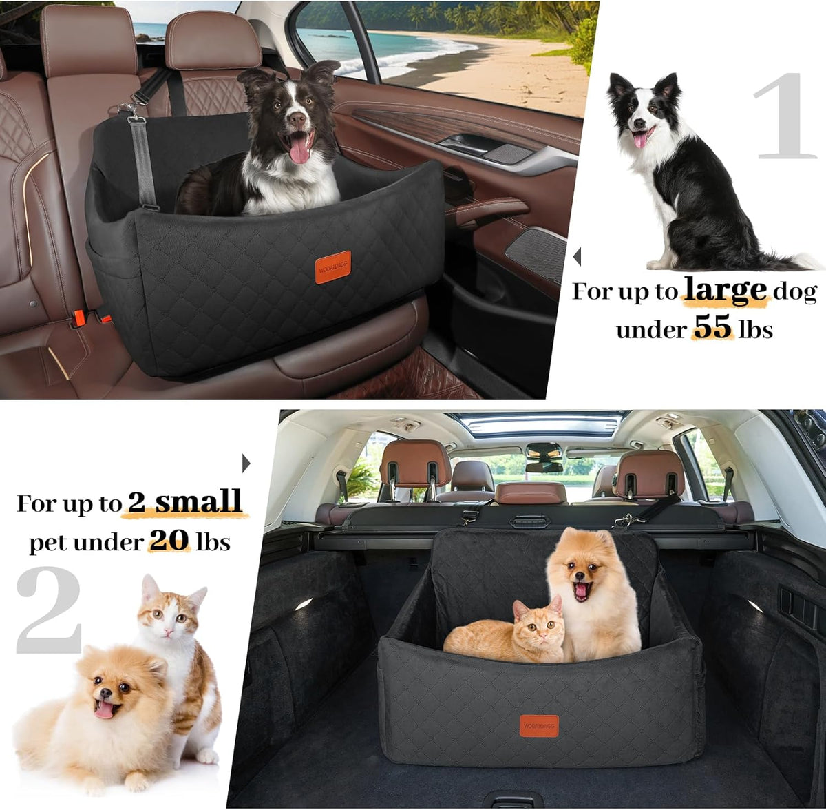 Dog Car Seat for Medium & Large Dogs Up to 55lbs. Everyday comfort that fits naturally into your space.