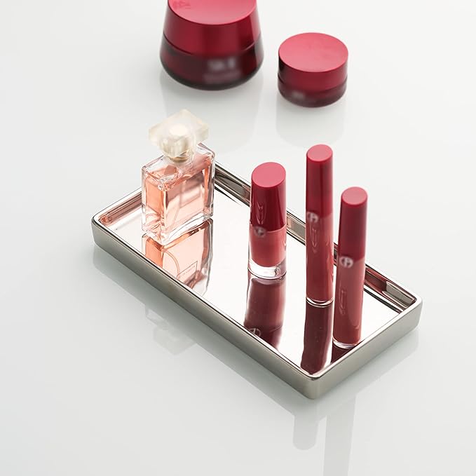Jewelry Dish Tray Ceramic Trinket Tray Rectangte Vanity Makeup Mirror Tray Silvery