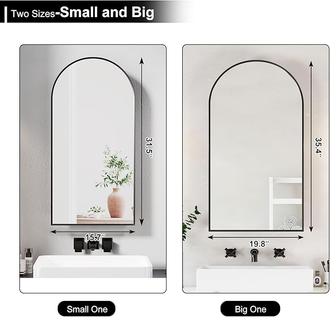 20x36 Black Arched Medicine Cabinet