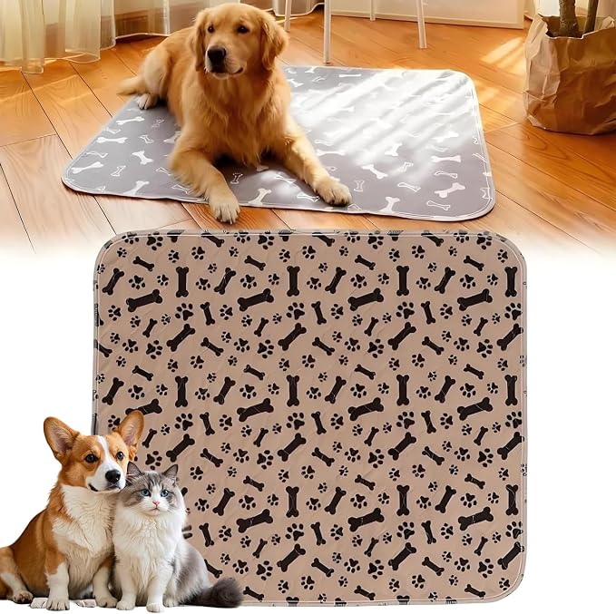 Pee Pads with Pheromones, Elite Pads for Cats, Washable Pee Pads for Dogs, Leak-Proof & Anti-Slip Pet Training Pad for Home & Travel (Brown-A, M: 23.6" × 15.7")