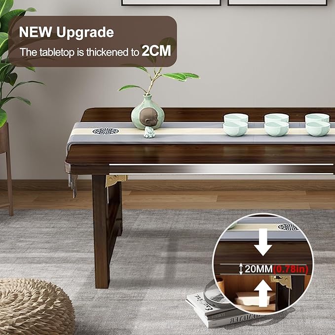 robwibw Japanese Floor Sitting Table, Folding Wood Tea Table Chabudai Japanese Coffee Table Low Table for Living Room Home Tatami Office (A 47.2 * 19.6 * 13.7 INCH)