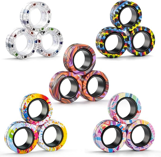 15Pcs Magnetic Adults Fidget Toys Rings, Stocking Stuffers