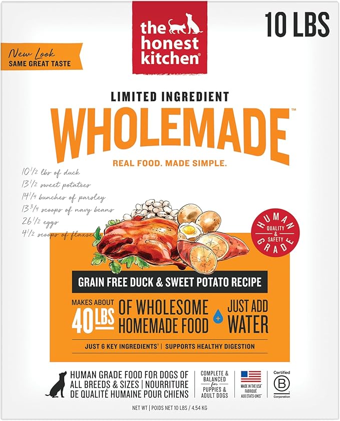 The Honest Kitchen Wholemade™ Limited Ingredient Duck & Sweet Potato Dog Food, 10 lb Box