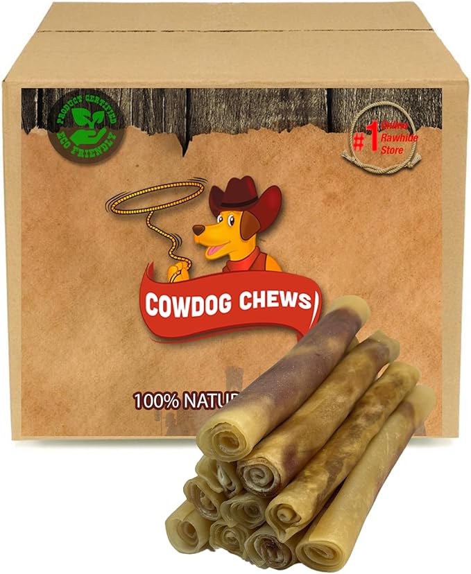 Cowdog Chews Rawhide Gourmet Meaty Rolls 7-8" (10 Count) – Premium Dog Treats with Savory Beef Filling, Long-Lasting Chew for Aggressive Chewers, High-Protein, Natural Ingredients