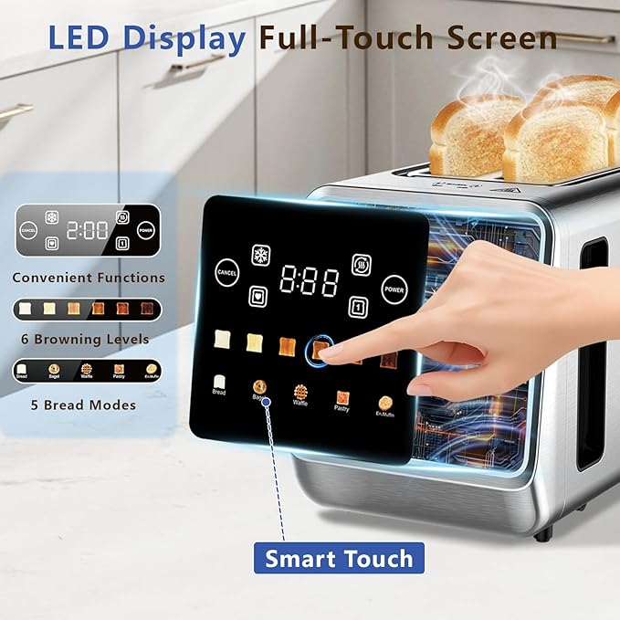 Smart Toaster 4 Slice, Touch Screen, Digital Toasters