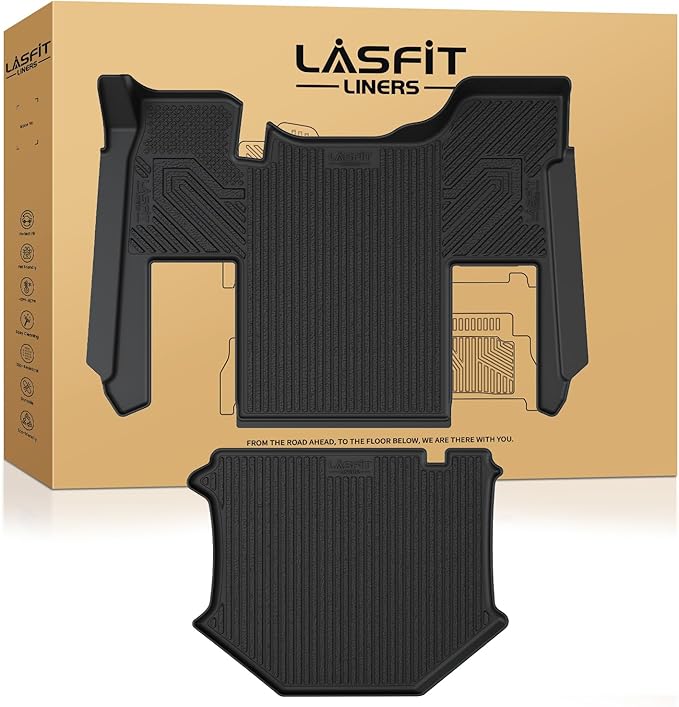 Lasfit Floor Mats for Kenworth T680 2013-2026/ T880 2014-2026, All-Weather Protection TPE Car Liners for Kenworth T680/T880 Accsessories, Black, Easy to Clean
