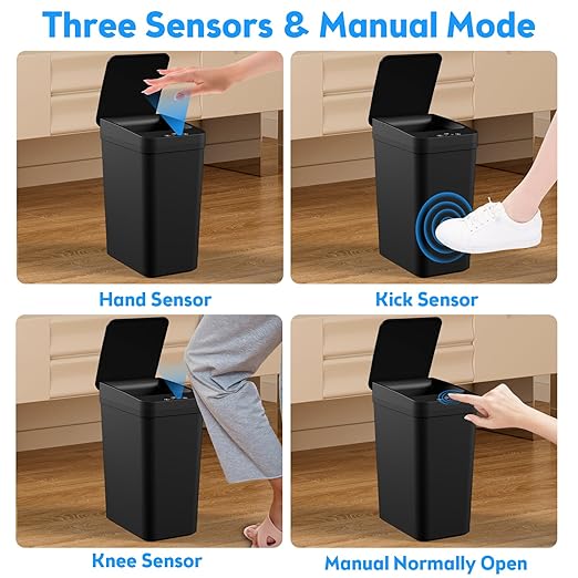 Bathroom Trash Can with Lid, 2 Pack 4 & 2.2 Gallon Automatic Touchless Garbage