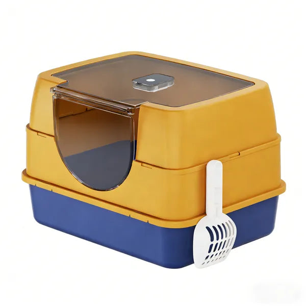 Galaxy Enclosed Orange Cat Litter Box, Sealed To Prevent Odors And Sanding, Stable And Durable, Suitable For Pet Families Worldwide