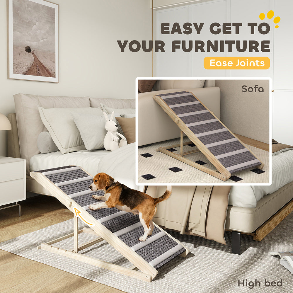 Dog Ramp For Couch, 4 Adjustable High-traction Carpet And Crossbars Foldable Pet Ramp  For Small To Large Dog