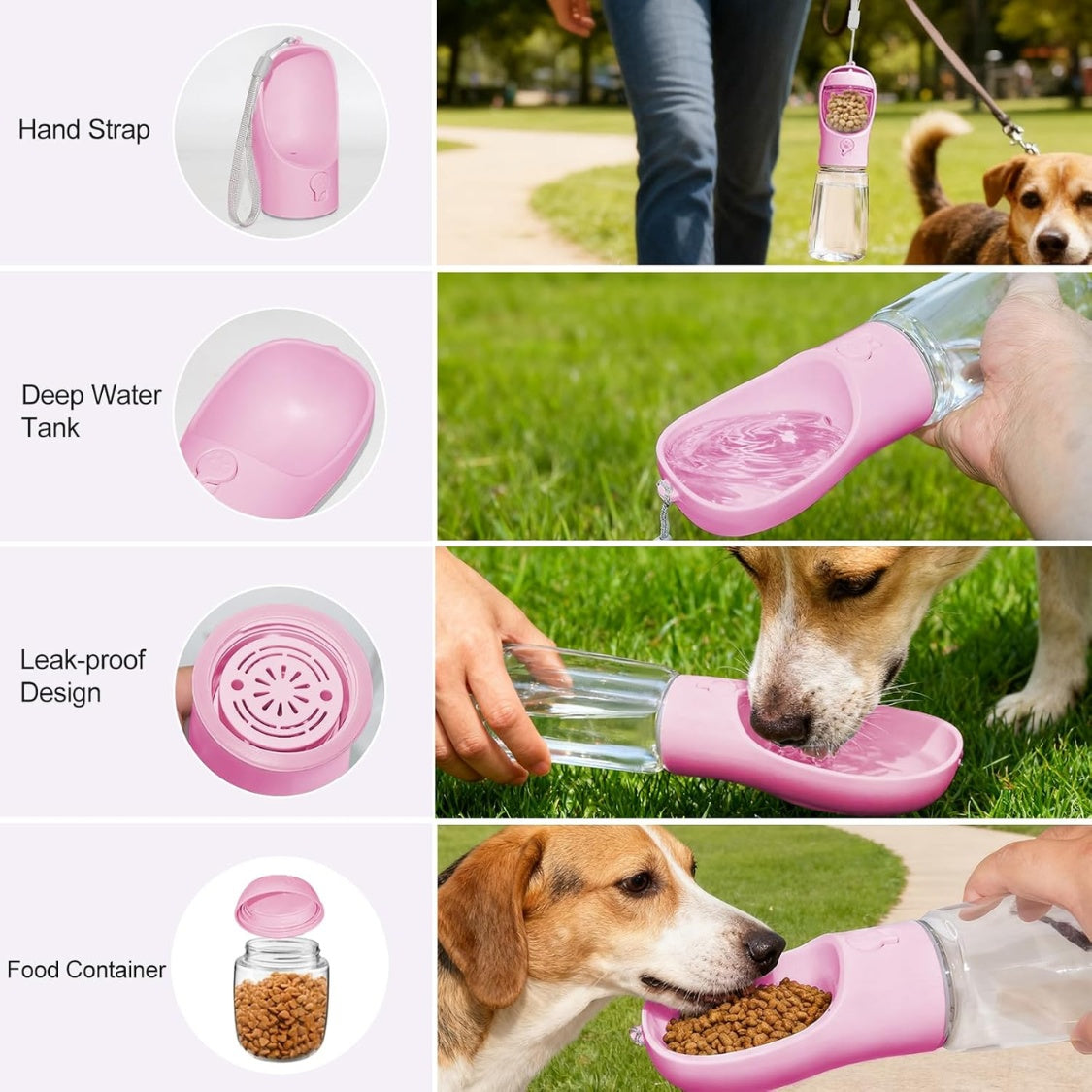 Portable Dog Water Bottle With Food Container, Drinking Bottle For Travel 2 In 1 Dog Water Bowl, Leak Proof Pet Water Dispenser, BPA Free, Puppy Essentials, For Walking Hiking