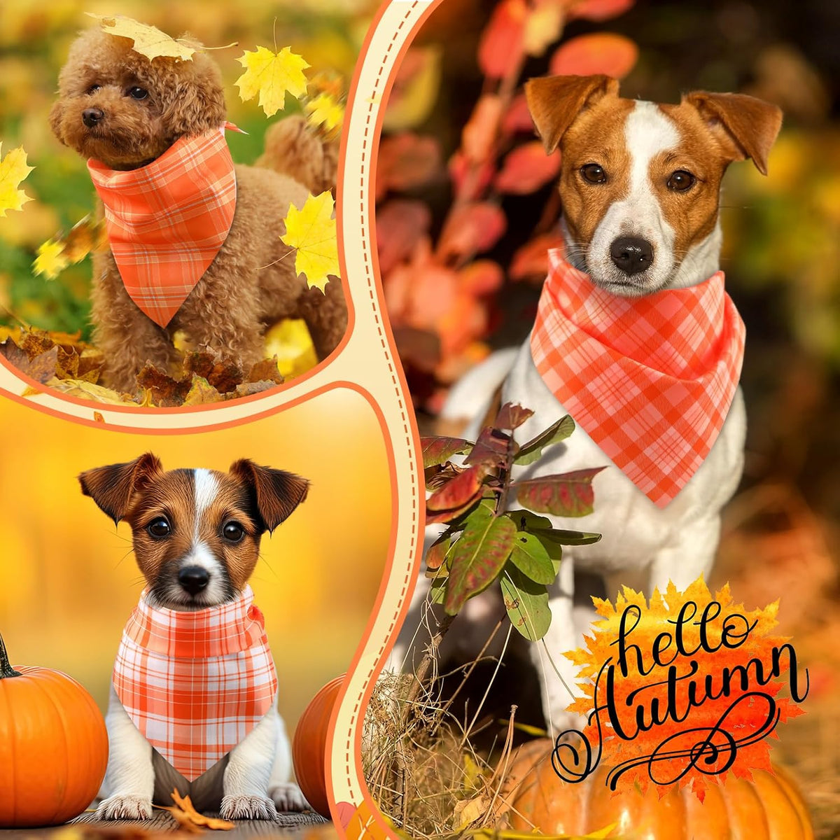 Abbylike 50 Pcs Fall Plaid Dog Bandanas Bulk Thanksgiving Bandanas for Dogs Triangle Kerchief Bib Scarf for Pets Autumn Costume Photo Props Accessories Pet Shops, 25 Styles (19.7 x 13.8 x 13.8)