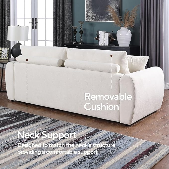 66.5" Oversize Loveseat Sofa, Chenille Loveseat, Modern Loveseat Couch with Wide Armerest, Cloud Sofa for Living Room, Bedroom and Office, Beige