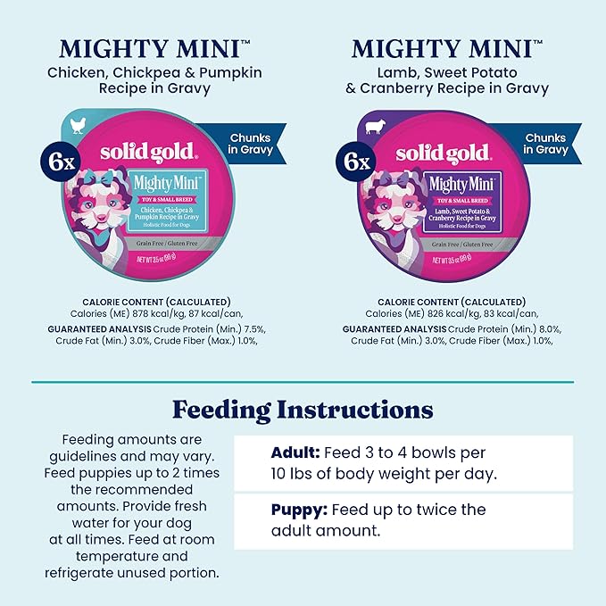 Solid Gold Wet Dog Food for Small Dogs - Grain Free Small Dog Food Wet Recipe w/Chicken, Lamb & Superfoods for Gut Health & Immune Support - for Puppies, Adult & Senior Breeds - 12ct Variety Pack