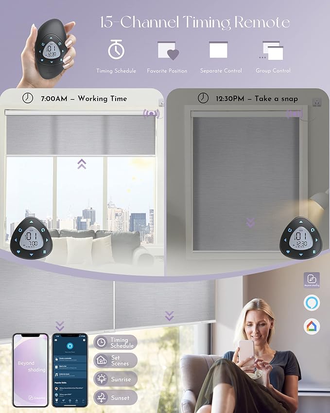 Graywind Motorized Silky Light Filtering Shades Compatible