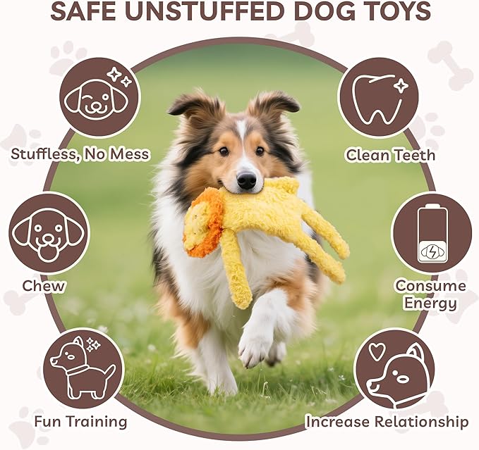 SHARLOVY No Stuffing Dog Toys 5 Pack, Crinkle Interactive Dogs Toy for Boredom, Puppy Toys for Teething to Keep Them Busy, Cute Squeaky Dogs Toy for Small, Medium, and Large Breed
