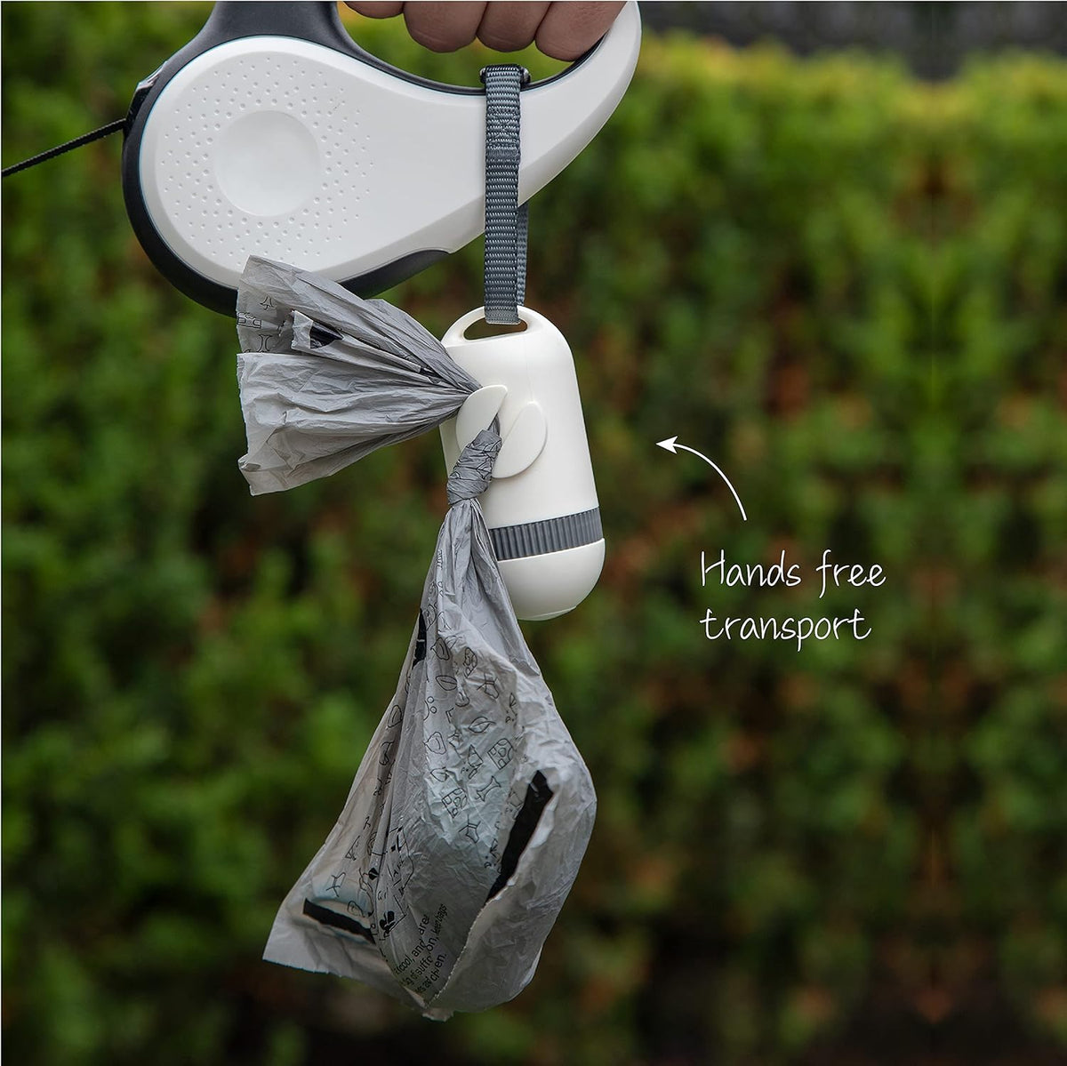 SVD.PET Dog Poop Bag Dispenser, Retractable Waste Bag Fits Any Dog Leash, Drop-Proof Poop Bag Holder, Doggy Walking Accessory (Pearl White)