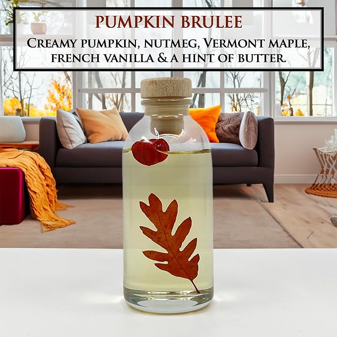 Urban Naturals Pumpkin Brulee Scented Sticks Reed Diffuser Oil Set | Fall &