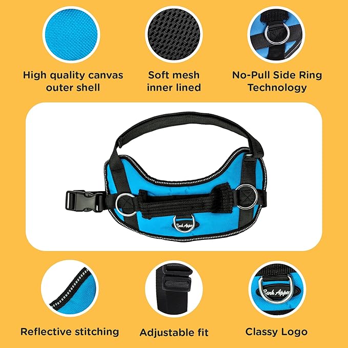 Bark Appeal Purple Plaid No-Pull Dog Harness for XS to Small Sized Pets – Adjustable, Reflective Vest with 3 Leash Clips for Added Control, Easy Walks & Training – Small
