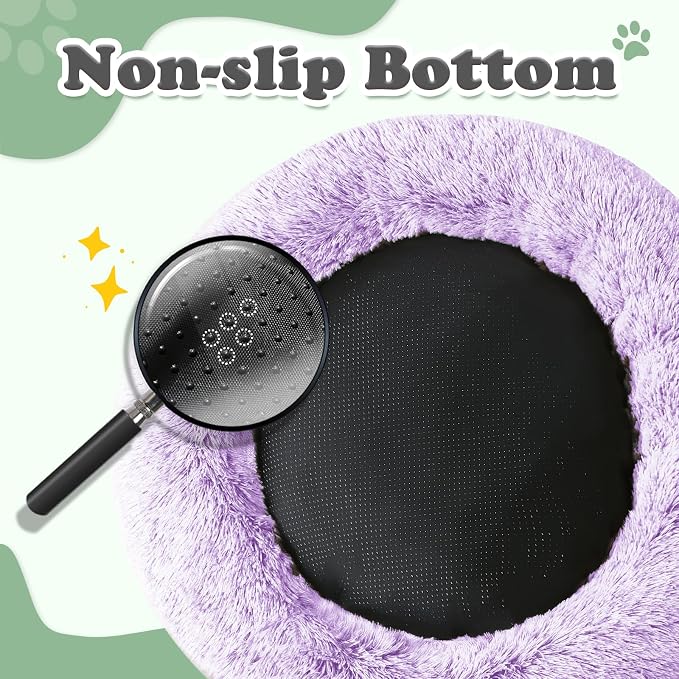 JOLLYVOGUE Dog & Cat Bed, Calming Anti-Anxiety Pet Bed for Small Dogs, Fluffy Donut Cushion for Small and Medium Pets (20")