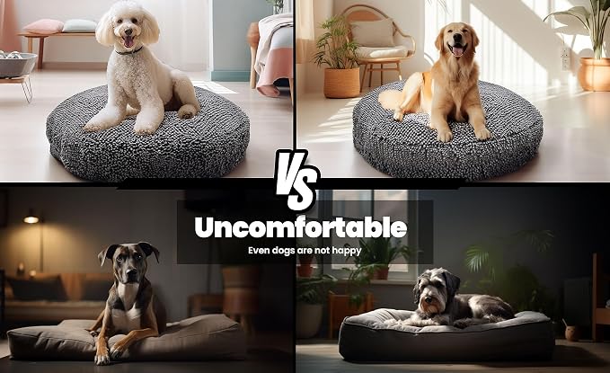 Muddy Mat®Cloud K-9 Bed for Dogs & Cats, Soft & Relaxing Round Dog Bed, Chenille Material, Removable Cover, Washable & Dryer Safe–Grey Medium(35'x35')