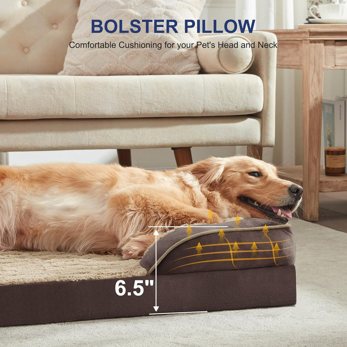 FURTIME Orthopedic Dog Bed for Extra Large Dogs - XL Plus Washable Dog Sofa Beds, Supportive Foam Pet Couch Bed with Removable Washable Cover, Waterproof Lining and Nonskid Bottom, Khaki