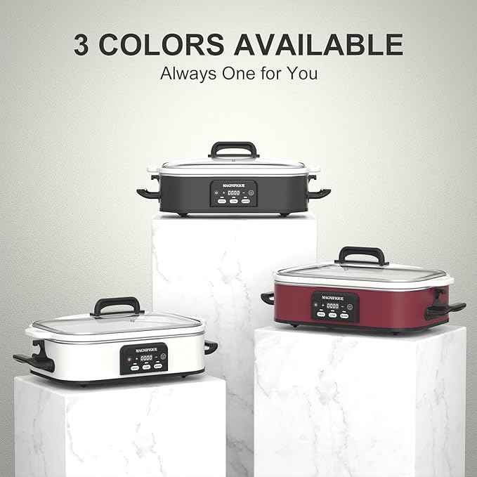 Magnifique 4 Quart Casserole Digital Slow Cooker, Premium Ceramic Bakeware