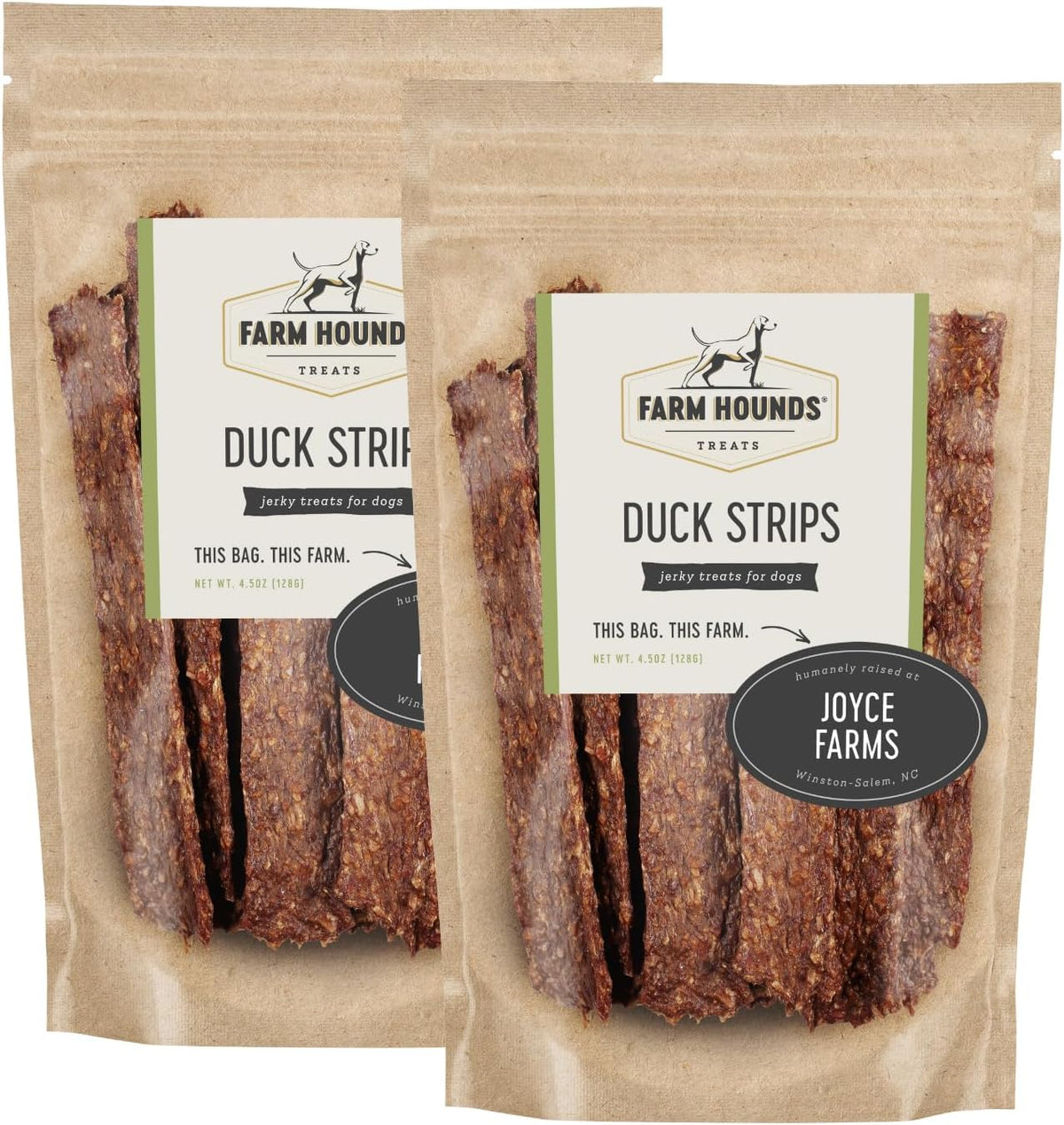 Farm Hounds - Duck Strips - Premium Natural Jerky for Dogs - Made from 100% Humanely Raised Duck - Great for Training & Treats - No Added Fillers - Made in USA - 4.5 oz - 2 Pack