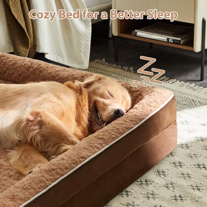 WNPETHOME Orthopedic Washable XL Dog Bed for Senior Dog Cozy Sleep | Extra Large Waterproof Big Soft Dog Couch Sofa Bed for Dogs Relax with Removable Cover Supportive Pet Bed Brown 42x30 Inch