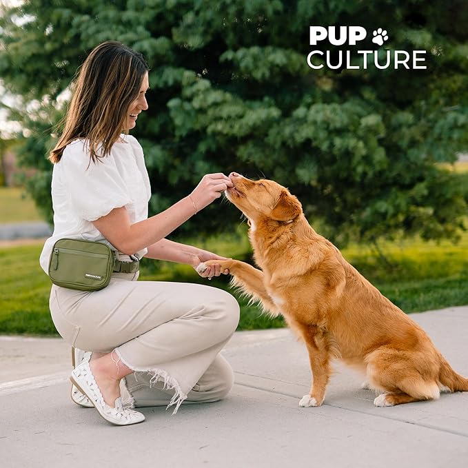 Pup Culture Dog Treat Pouch with Poop Bag Dispenser and Removable Treat Pouch | Cross Body Dog Walking Bag | The Perfect Puppy Training Tool and Even Better Gift