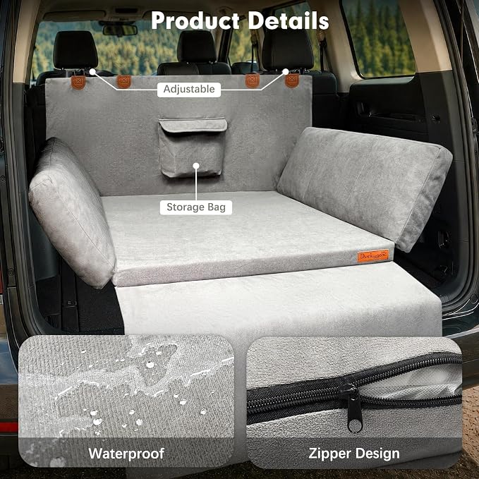 SUV Cargo Liner for Dogs, Waterproof-Coated Dog Trunk Cover, Large | Suede orthopedic SUV dog bed memory foam waterproof pet cargo cover, machine washable, non-slip, 33 x 35 in
