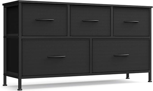 SONGMICS Dresser for Bedroom, Chest of Drawers, 5 Non-Woven Fabric Drawers