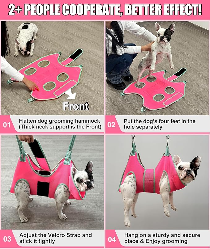 Dog Grooming Hammock, Medium Hanging Harness Holder Hanger for Nail Clipping,Nail Trimming Hammock,Dog Sling Restraint with Thick Fabric Neck Support for Claw Care
