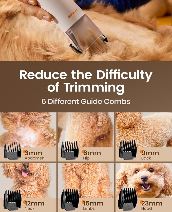 oneisall Dog Grooming Vacuum - 15000Pa Suction, Captures 99% Pet Hair to Reduce Shedding, Dog Grooming Clippers & Quiet Brush (≤59dB) with 4 Accessories, 2L Dust Canister for Home Cleaning（Orange） | 15000Pa Suction Power, Dog Grooming Kit, Low Noise≤59...