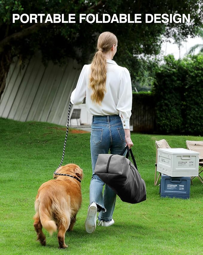 Veraste 42" Soft Collapsible Travel Dog Crate for Large Dogs,Grey | 4-Door Foldable Travel Crate,breathable mesh, foldable with storage bag