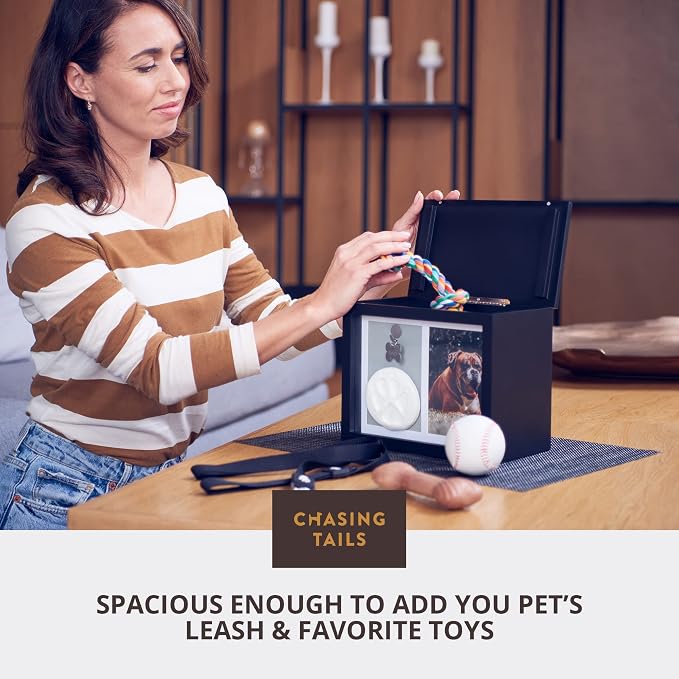 Chasing Tails Pet Urns for Dogs - Dog Urns for Ashes, Suitable for All Pets - Includes Paw Print Kit, Picture Frame and Photo Book for a Lasting Tribute and Cherish Precious Memories