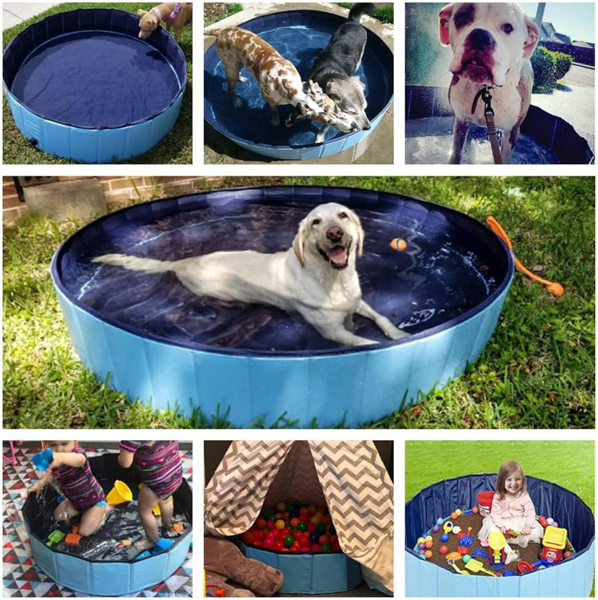 Jasonwell Foldable Dog Pool Collapsible Hard Plastic Dog Swimming Pool Portable Kiddie Pool Pet Pool Doggie Wading Pool Bath Tub for Puppy Small Medium Large Dogs Cats and Kids 39.5"