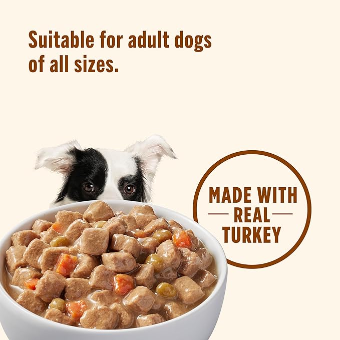 Nutrish Rachael Ray Wet Dog Food Chunks in Gravy Real Turkey, Brown Rice, Peas & Carrots Recipe, 13 oz. Can