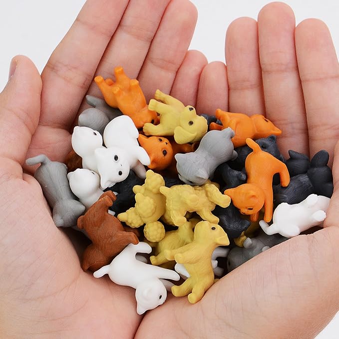 Entervending Tiny Dog and Cat Figurines for Kids - Small Animals Toys in Bulk - Little Pet Toys - Tiny Plastic Toys for Kids Classroom Prizes - 25 Pcs - Easter Gifts for Kids