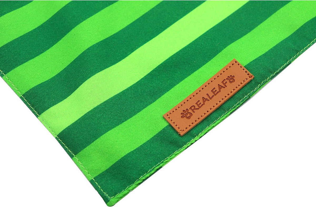 Realeaf St. Patrick's Day Dog Bandanas 2 Pack, Triangle Reversible Pet Scarf for Boys and Girls, Premium Durable Fabric, Holiday Bandana for Medium and Large Dogs (Large)