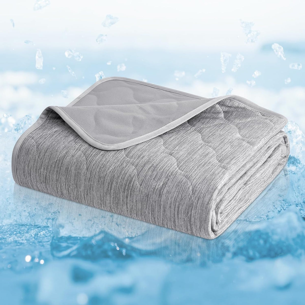 Cozy Bliss Leakproof Cooling Blanket for Large Dogs – Q-Max>0.4, Durable & Washable Dog Cooling Mat for Hot Weather, Soft Pet Throw & Couch Protector for Multiple Pets 60x80 Inch, Heather Silver Grey