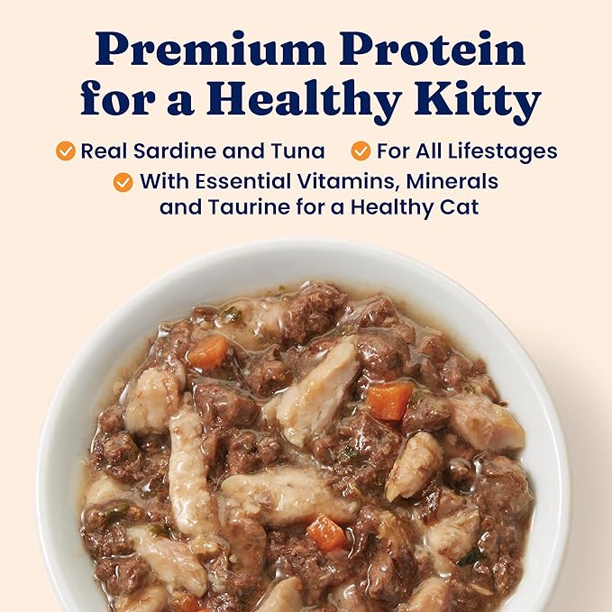 Solid Gold Wet Cat Food Shreds in Gravy - Healthy Canned Cat Food Made w/Real Tuna, Sardine, Vitamins, Minerals & Taurine - Grain Free & Gluten Free Canned Meals for Cats & Kittens - 24ct/3oz Can