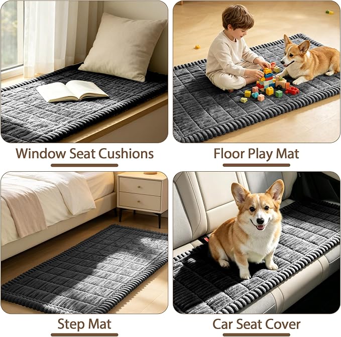 FUANGUI Waterproof Couch Cover Sofa Cover for Dogs and Pets Sofa Protector | Non-Slip Washable Fuzzy Soft Cat Bed Sofa Slipcover for 2-3 Cushion Couch Sofa Pet Friendly, Dark Grey, 27.6" x 59.1", 1 pcs