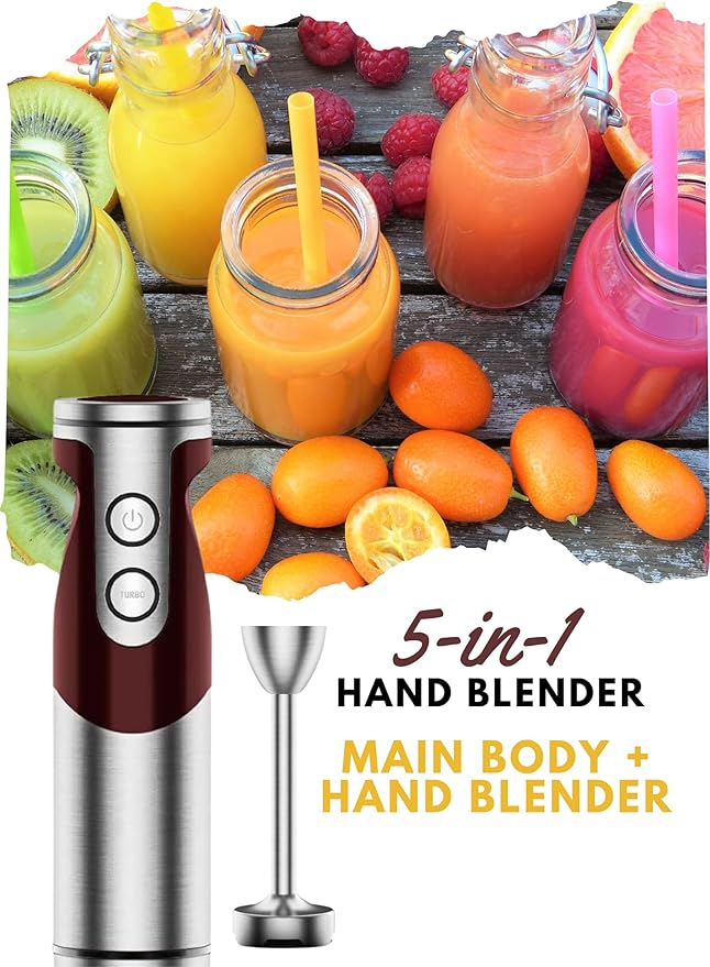 MegaWise Pro Titanium Reinforced 5 in1 Immersion Hand Blender, Powerful