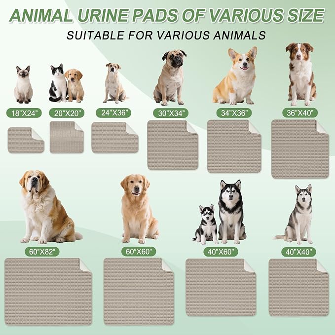Washable Pee Pads for Dogs Puppy Pad, Brown 60”x82” 1 Pack | High Absorbent Dog Pee Pad Leak Proof Cat Rugs, Reusable Non Slip Pet Mat, Wee Wee Pads for Training, Crate and Floor